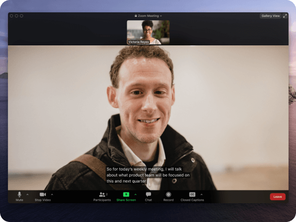 Screenshot of Zoom Closed Captining